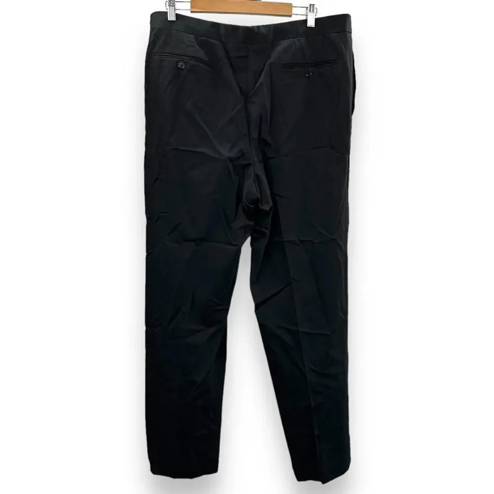 Pal Zileri Black‎ Wool Straight Leg Trouser Dress Pants Size 56